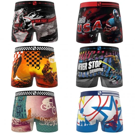 Lot de 6 Boxers Homme Microfibre "Sport Extrême" (Lot boxers Homme) Freegun chez FrenchMarket