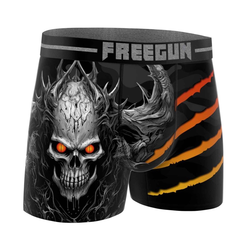 FREEGUN Set om 6 boxershorts med dödskalle och tatuering i mikrofiber för män Fri leverans