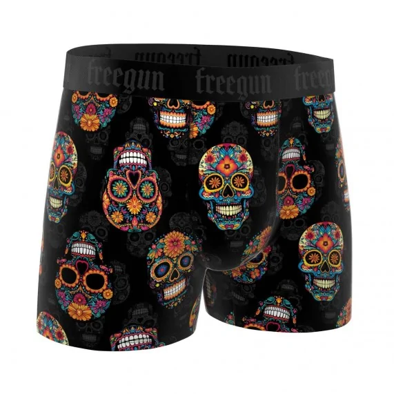 Lot de 6 Boxers Homme Microfibre "Skull & Tatoo" (Lot boxers Homme) Freegun chez FrenchMarket