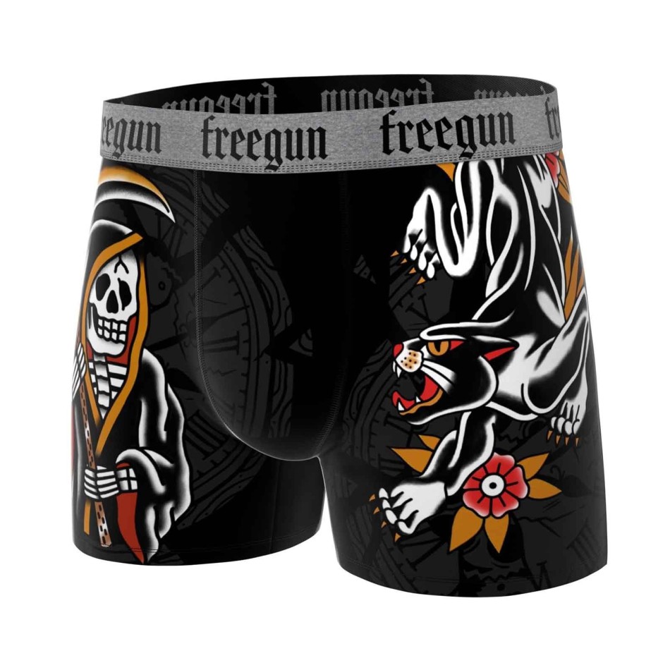 Set van 6 "Skull & Tatoo" Microvezel Boxershorts voor Mannen (Herenboxershorts) Freegun chez FrenchMarket