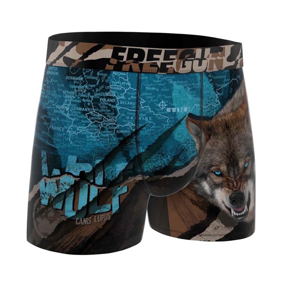 Set van 6 herenboxershorts van dierlijke microvezel (Herenboxershorts) Freegun chez FrenchMarket