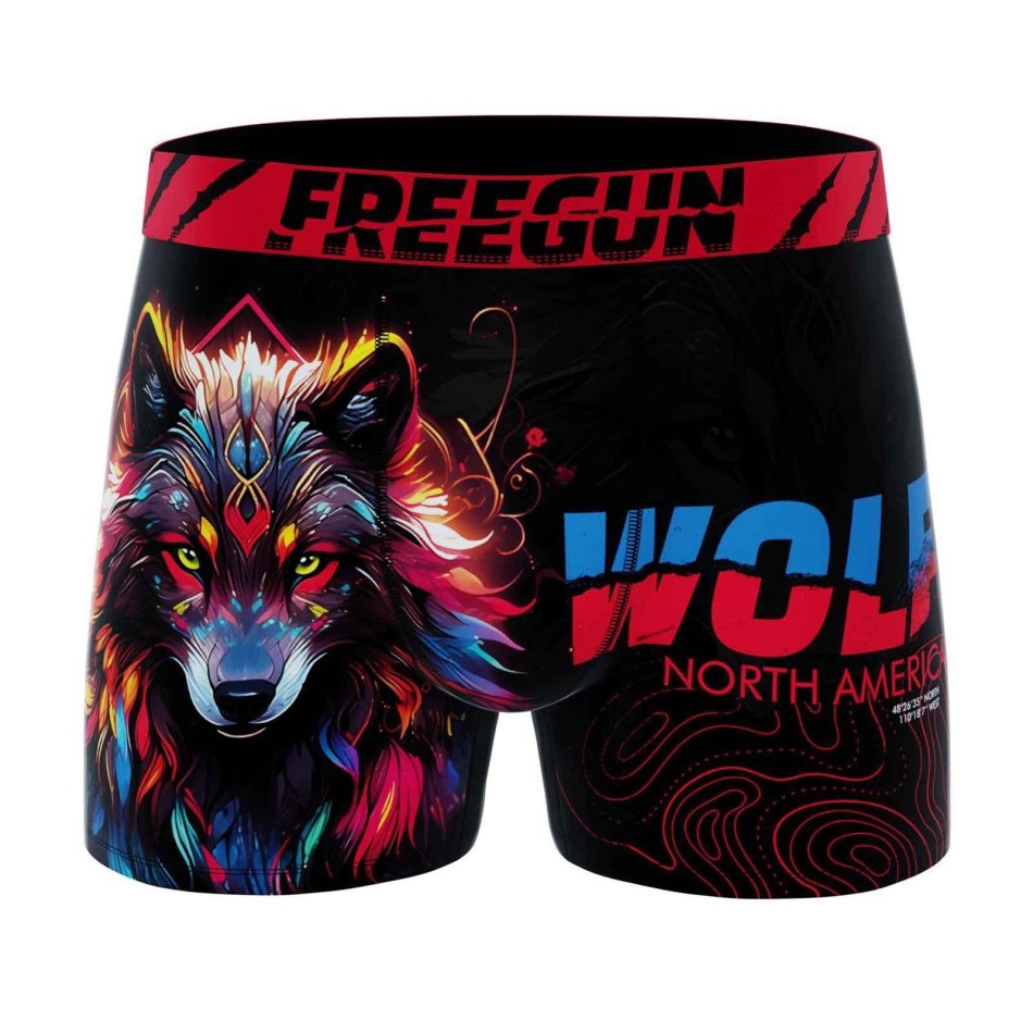 Wolf" Men's Microfiber Boxer Briefs (Men's boxer shorts) Freegun on FrenchMarket