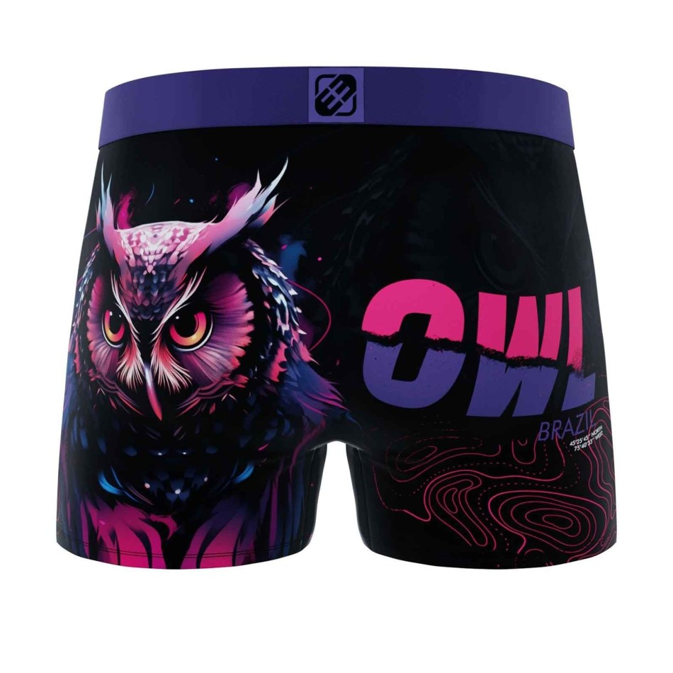 Boxershorts i mikrofiber för män Freegun "Owl - Neon Owl, Komfort & andningsförmåga