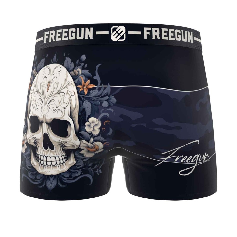 Boxer Homme Microfibre "Skull Tête de Mort" (Boxers Homme) Freegun chez FrenchMarket