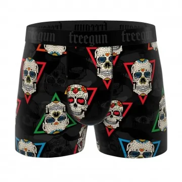 Boxer Homme Microfibre "Dia de la Muerte" (Boxers Homme) Freegun chez FrenchMarket