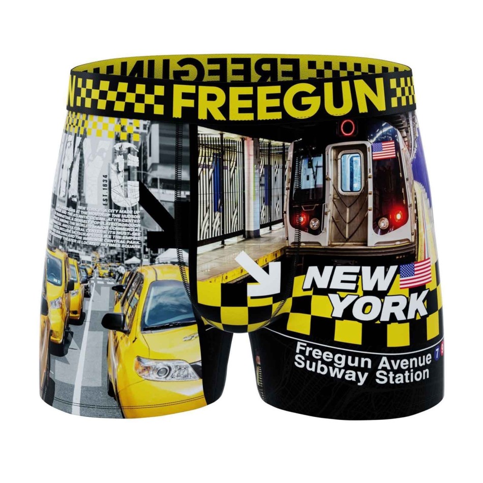 FREEGUN Boxer Hombre NYC Taxi Amarillo (Calzoncillos para hombre) Freegun chez FrenchMarket