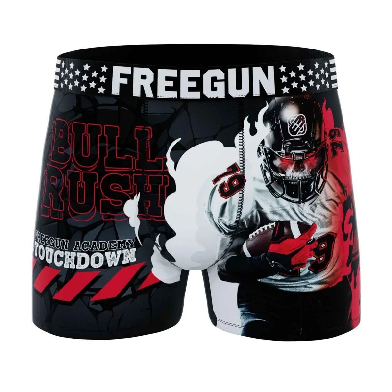 Freegun - Boxer Homme Premium "Sport Foot US" L Noir