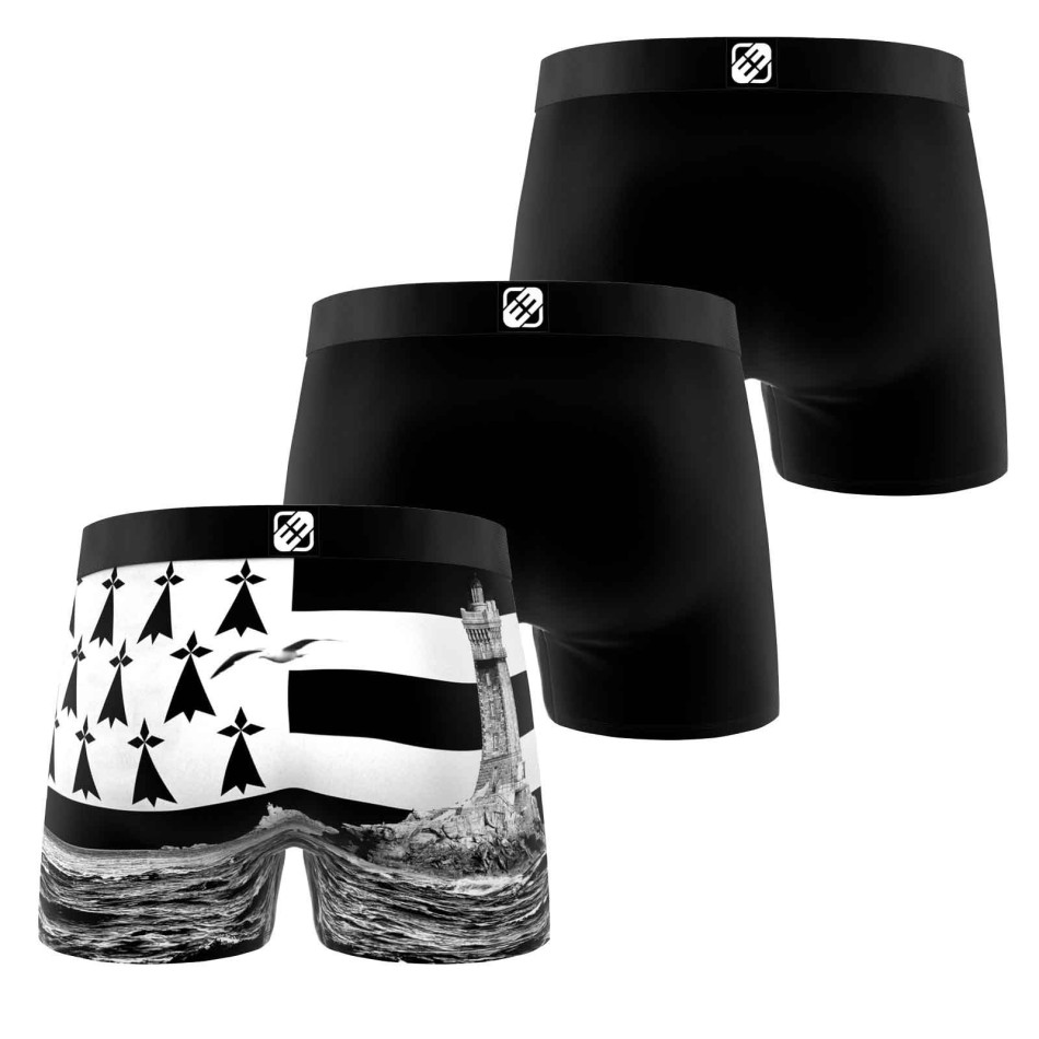 FREEGUN Set med 3 boxershorts i mikrofiber för män "Brittany" tema