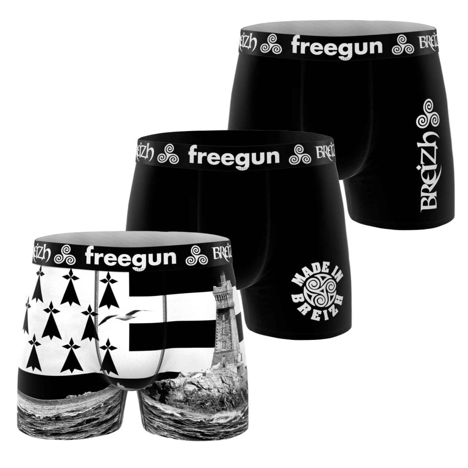 FREEGUN Set med 3 boxershorts i mikrofiber för män "Brittany" tema