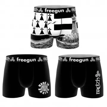 3er-Set Boxershorts für Männer "La Bretagne" aus Mikrofaser (Boxershorts für Männer) Freegun auf FrenchMarket