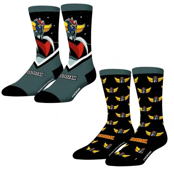 Lot de 2 paires de Chaussettes Homme "Goldorak" (Chaussettes fantaisies) Freegun chez FrenchMarket