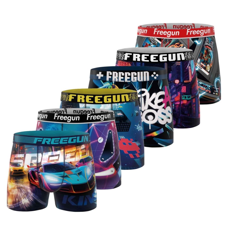 Lot de 6 Boxers Homme Microfibre "Video Game" (Lot boxers Homme) Freegun chez FrenchMarket