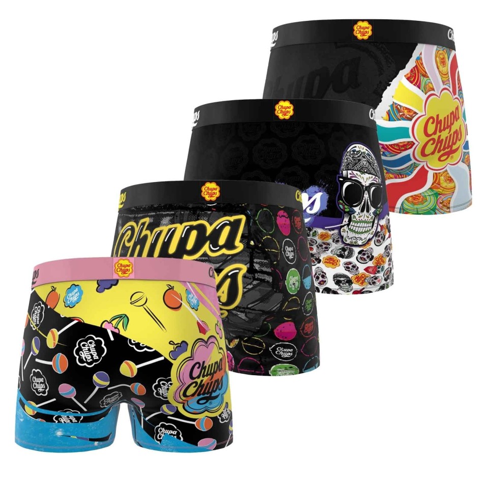 FREEGUN Set om 4 "Chupa Chups" Skull-boxershorts för män Fri leverans
