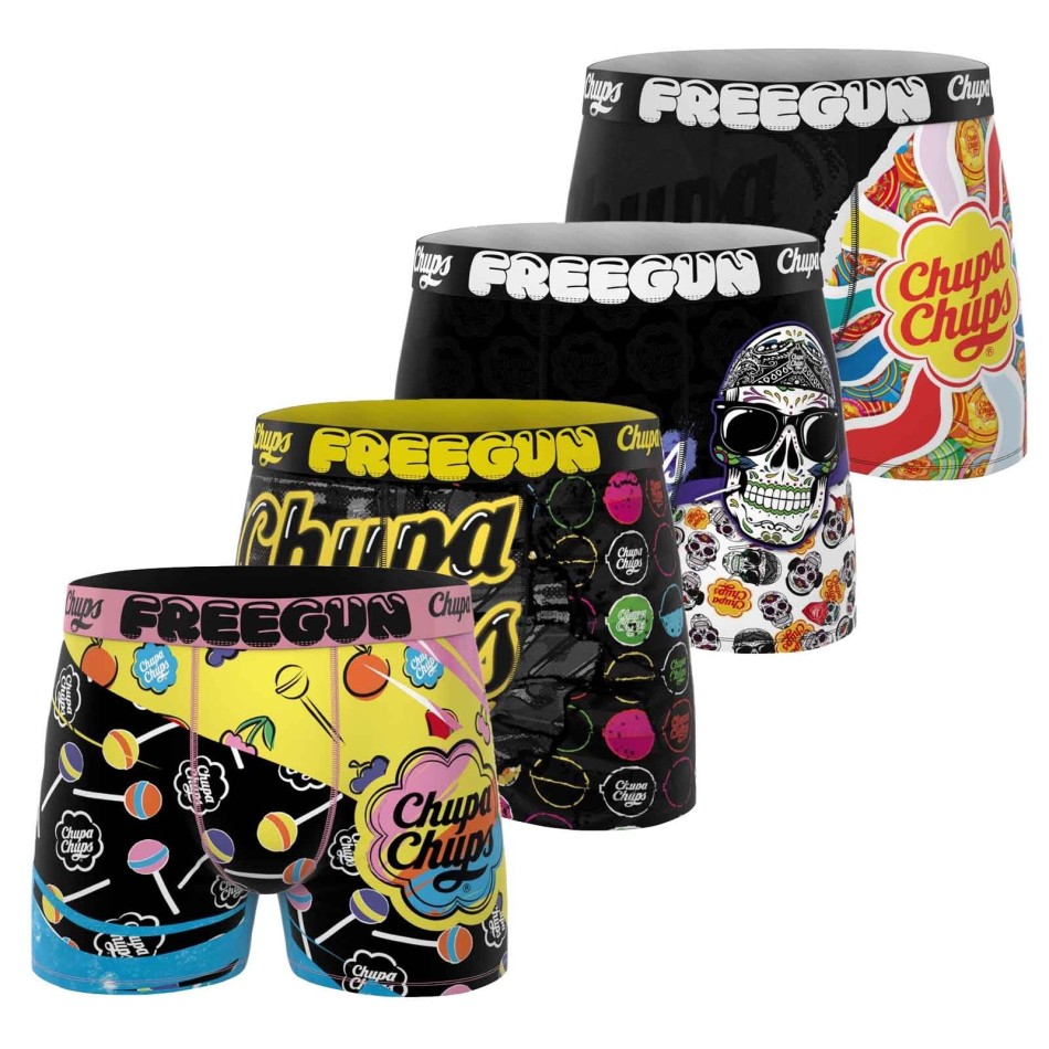 Set van 4 "Chupa Chups" boxershorts voor mannen (Herenboxershorts) Freegun chez FrenchMarket