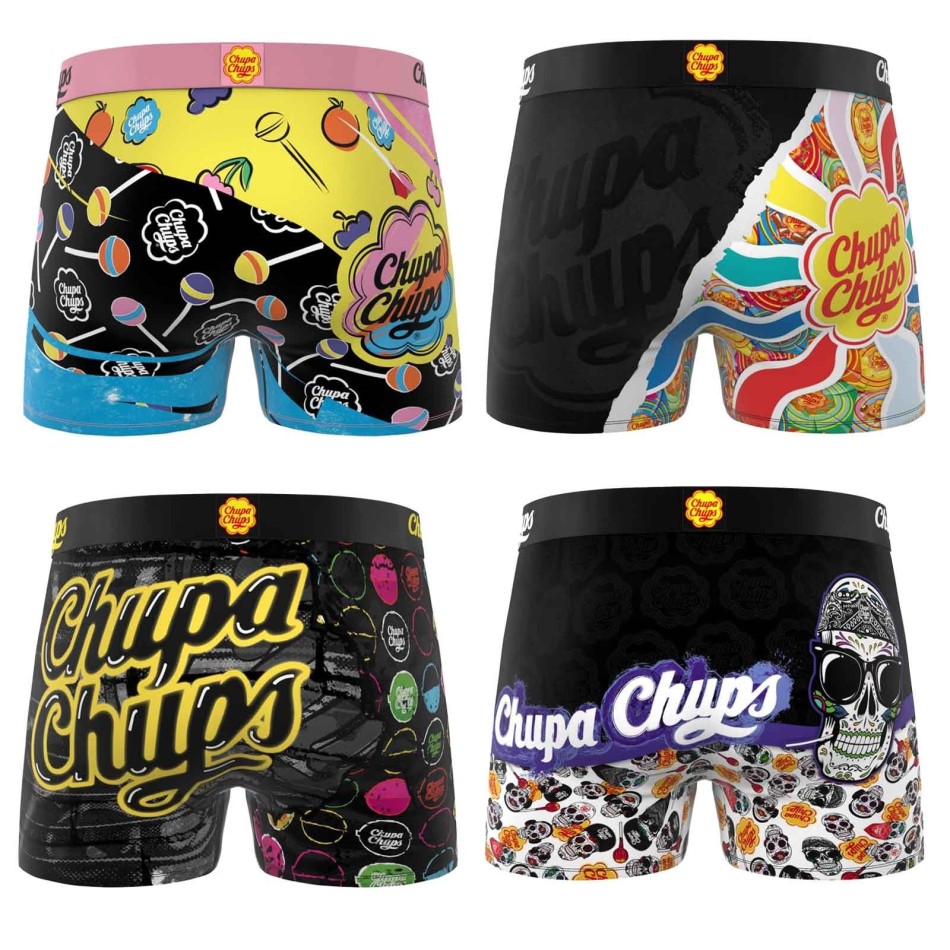 FREEGUN Set om 4 "Chupa Chups" Skull-boxershorts för män Fri leverans
