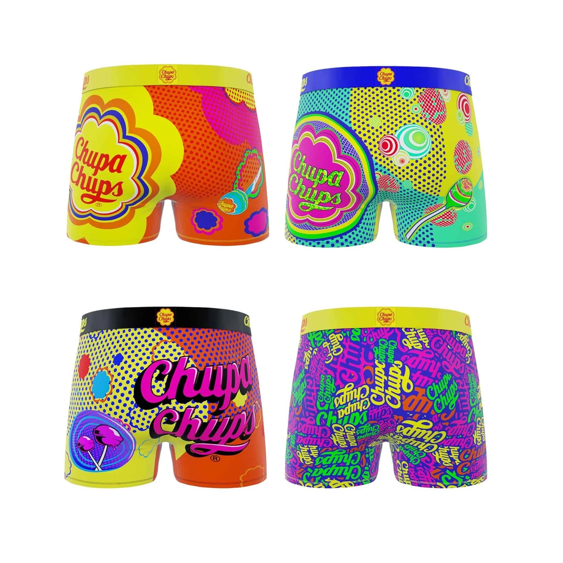 Boxer Enfant Freegun Chupa Chups - Lot De 4, Caleçon Garçon Respirant Et Doux, Motifs Fun Et Colorés