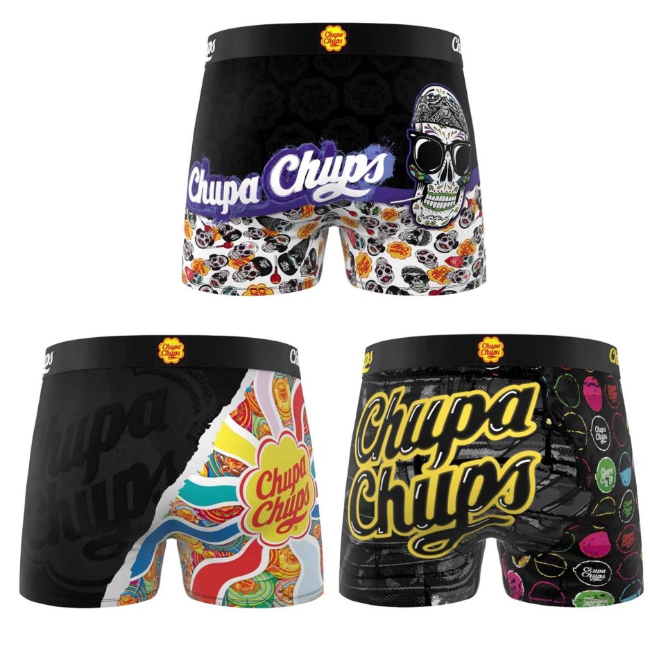 Set om 3 Chupa Chups Boys Microfiber Boxershorts - svart Freegun