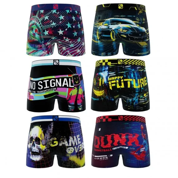 Lot de 6 Boxers Homme Microfibre "Pixel" (Boxer da uomo) Freegun chez FrenchMarket