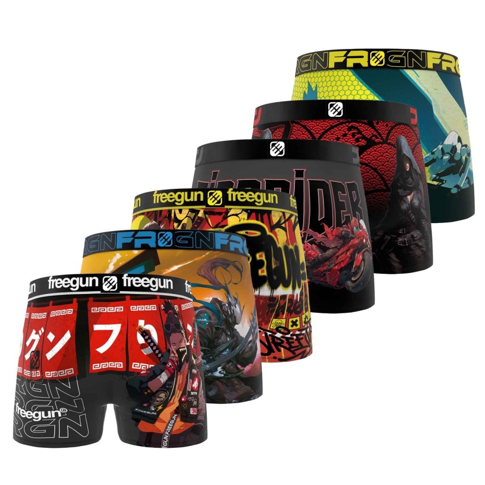 Set van 6 "Street Futur Robot" Microvezel Boxershorts voor Mannen (Herenboxershorts) Freegun chez FrenchMarket