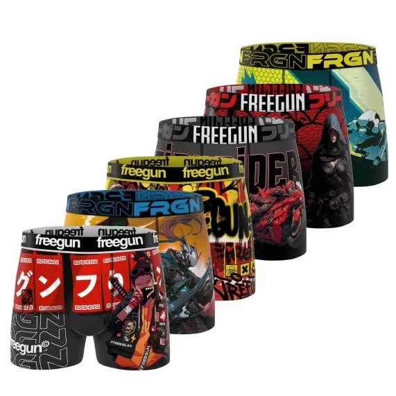 Lot de 6 Boxers Homme Microfibre "Street Futur Robot" (Boxershorts für Männer) Freegun auf FrenchMarket