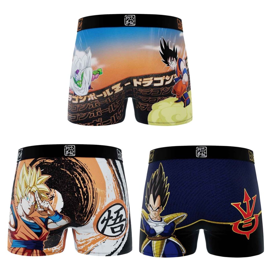 Set med 3 boxershorts för pojkar Freegun Dragon Ball Z - Underkläder Officiell licens