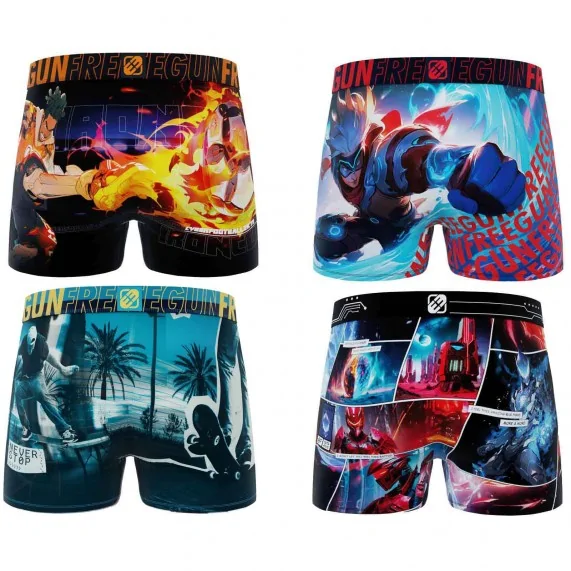 Lot de 4 Boxers Garçon"Manga Video Game" (Set jongensboxershorts) Freegun chez FrenchMarket