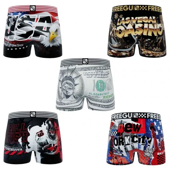 5er-Pack Boxershorts "USA Collection", Jungen, Mikrofaser (Boy's Boxershorts Pack) Freegun auf FrenchMarket