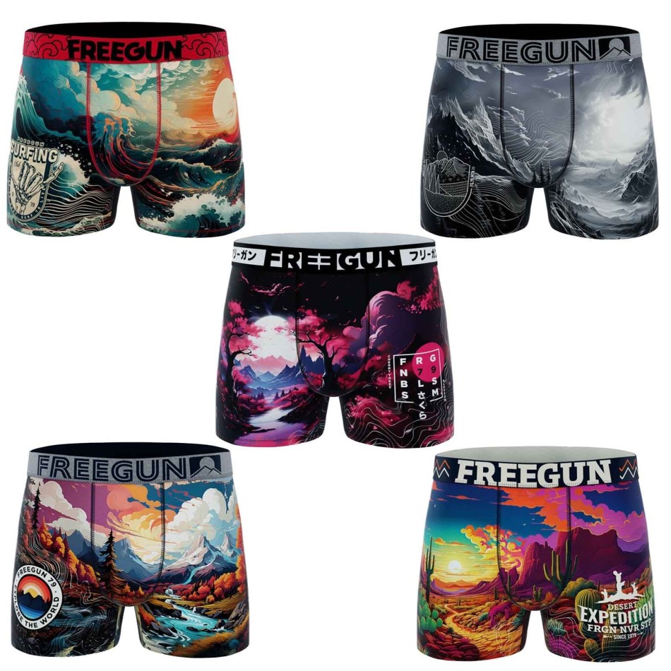 Lot de 5 Boxers Garçon Microfibre "Nature" (Lot boxers Garçon) Freegun chez FrenchMarket