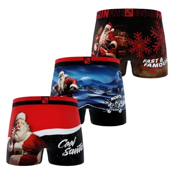 Set van 3 Premium jongensboxershorts Kerstcollectie (Set jongensboxershorts) Freegun chez FrenchMarket