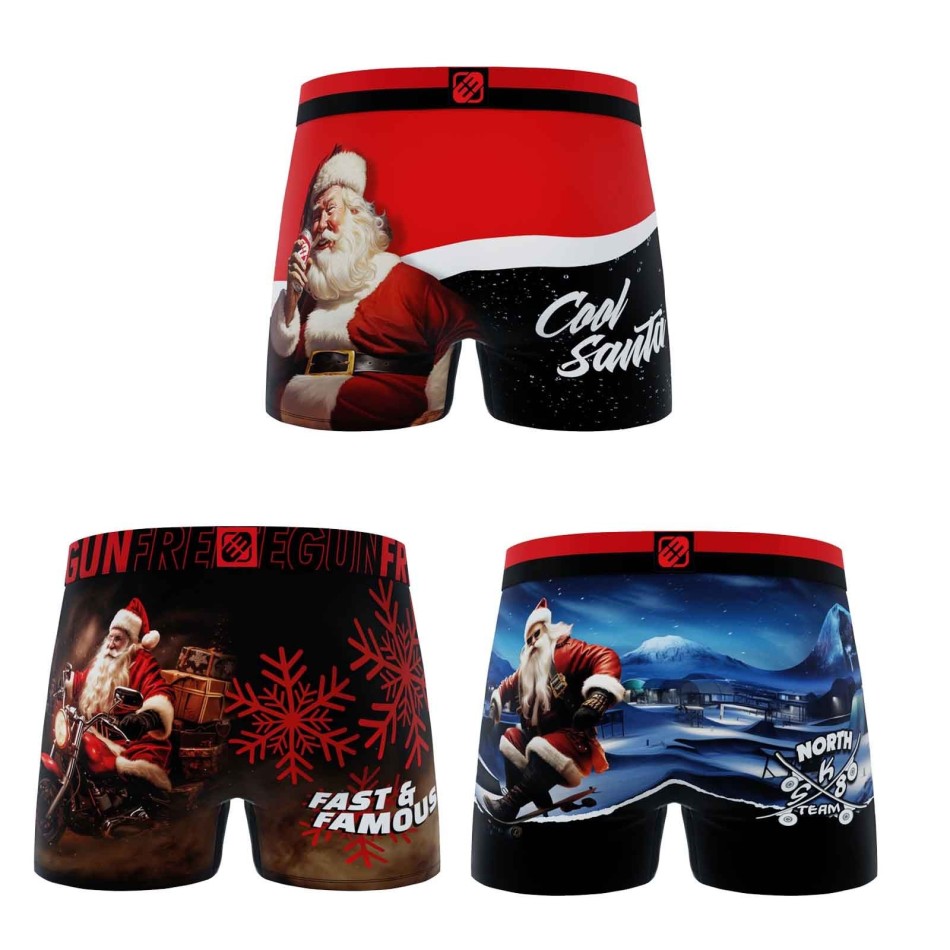 Lote de 3 calzoncillos bóxer premium para chico Colección Navidad (Pack calzoncillos para niño) Freegun chez FrenchMarket
