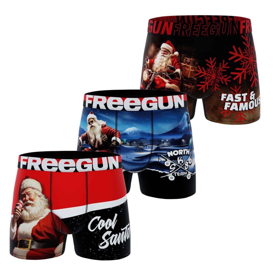 Freegun Premium Boy's Boxer Set of 3 Christmas Collection