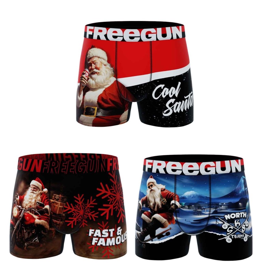 3er-Pack Boxershorts für Jungen Premium Weihnachtskollektion (Boy's Boxershorts Pack) Freegun auf FrenchMarket