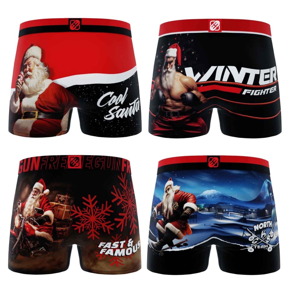 Lot de 4 Boxers Homme Collection de Noël (Lot boxers Homme) Freegun chez FrenchMarket