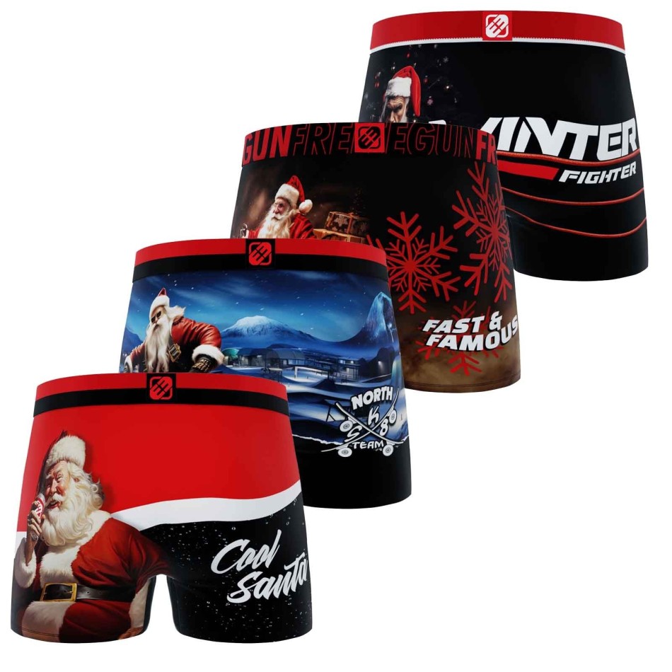 FREEGUN Set med 4 boxershorts för män Julkollektion | Presentidéer
