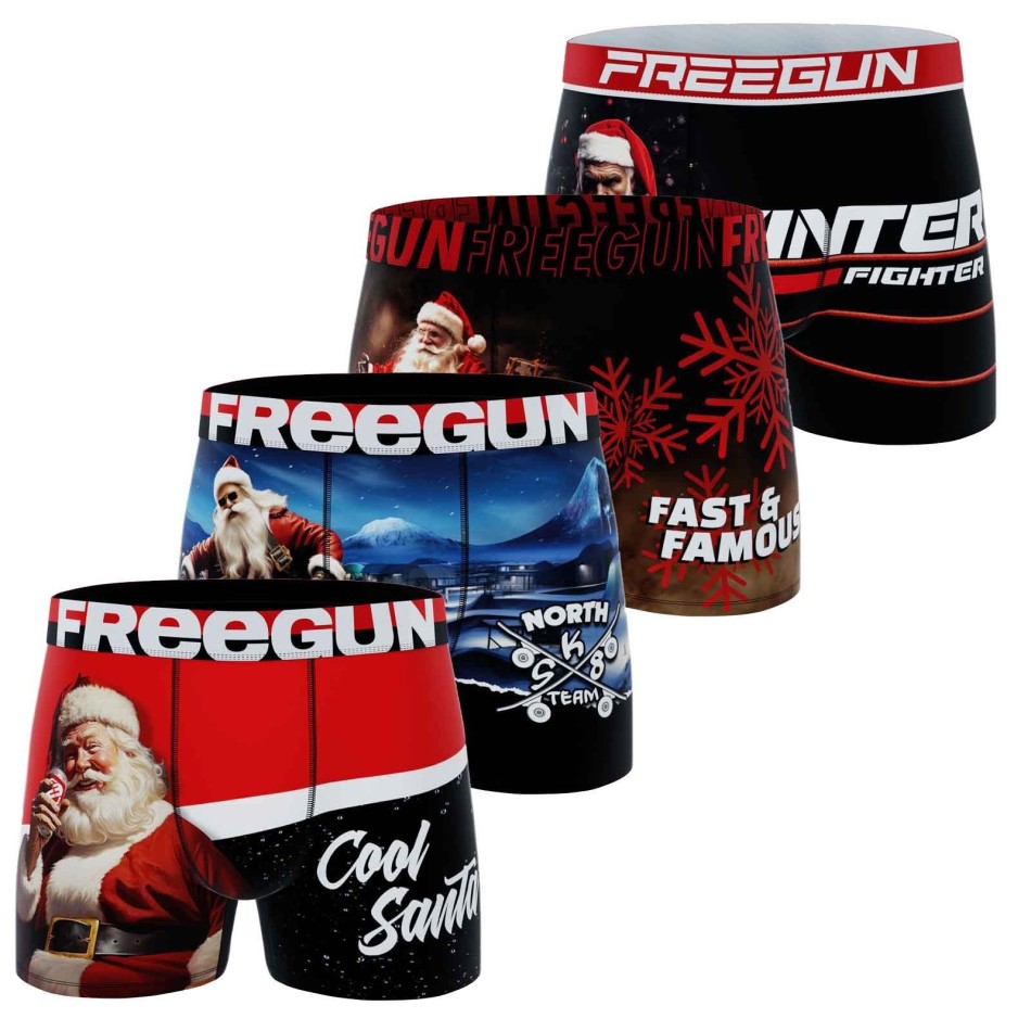 Set van 4 herenboxershorts Kerstcollectie (Herenboxershorts) Freegun chez FrenchMarket