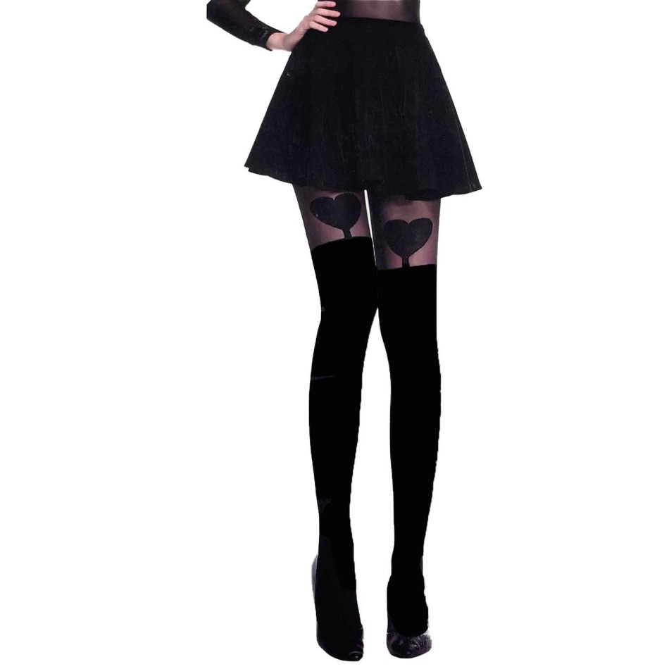 Fancy hoge panty met sokeffect en hartje (Edele panty's) French Market chez FrenchMarket