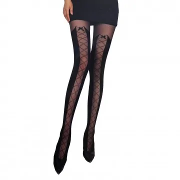 Collant Fantaisie Noir avec Ruban Croisé (Collants Fantaisie) French Market chez FrenchMarket