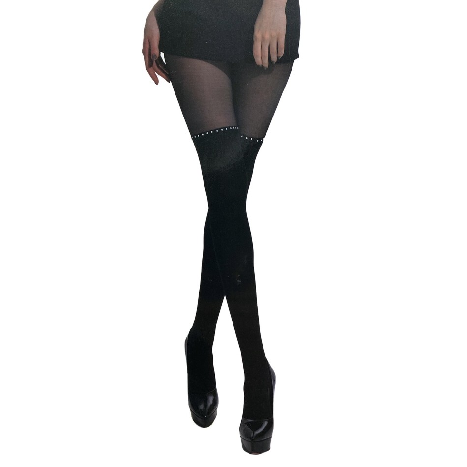 Fancy High Sock effect tights with rhinestones (Fancy tights) French Market on FrenchMarket