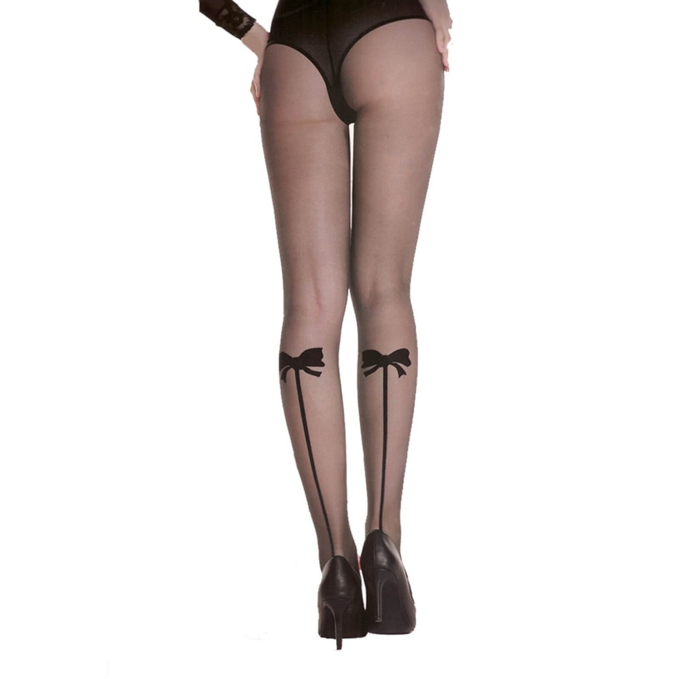 Phantasie-Strumpfhose Schwarz mit Schleife am Rücken (Ausgefallene Strumpfhosen) French Market auf FrenchMarket