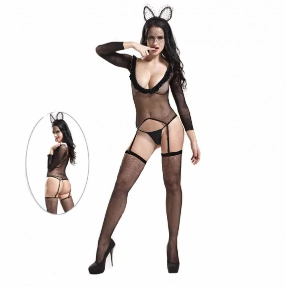 Combinaison Body Résille Noir effet Porte-Jarretelles (Körper) French Market auf FrenchMarket