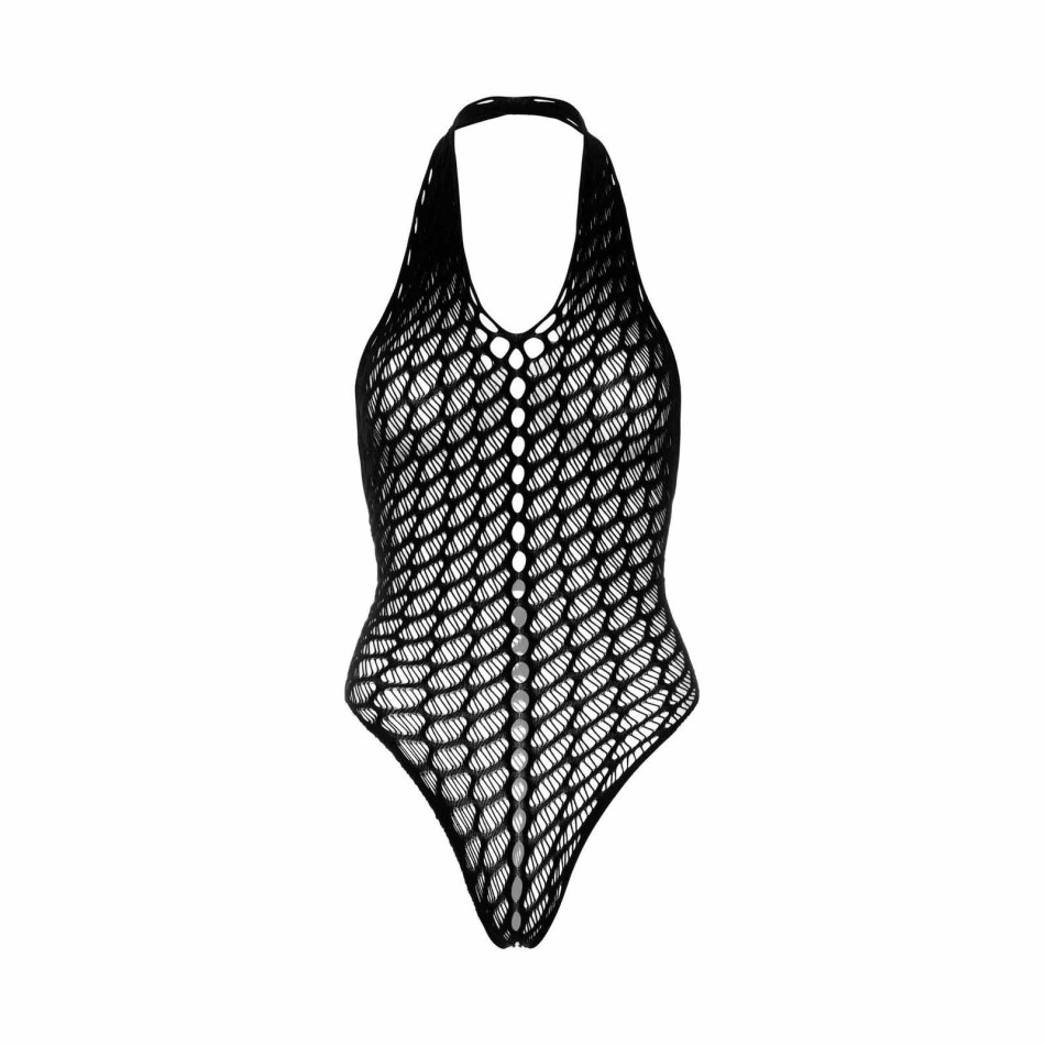 Ultrasexig svart eller vit halter bodysuit i fisknät för kvinnor