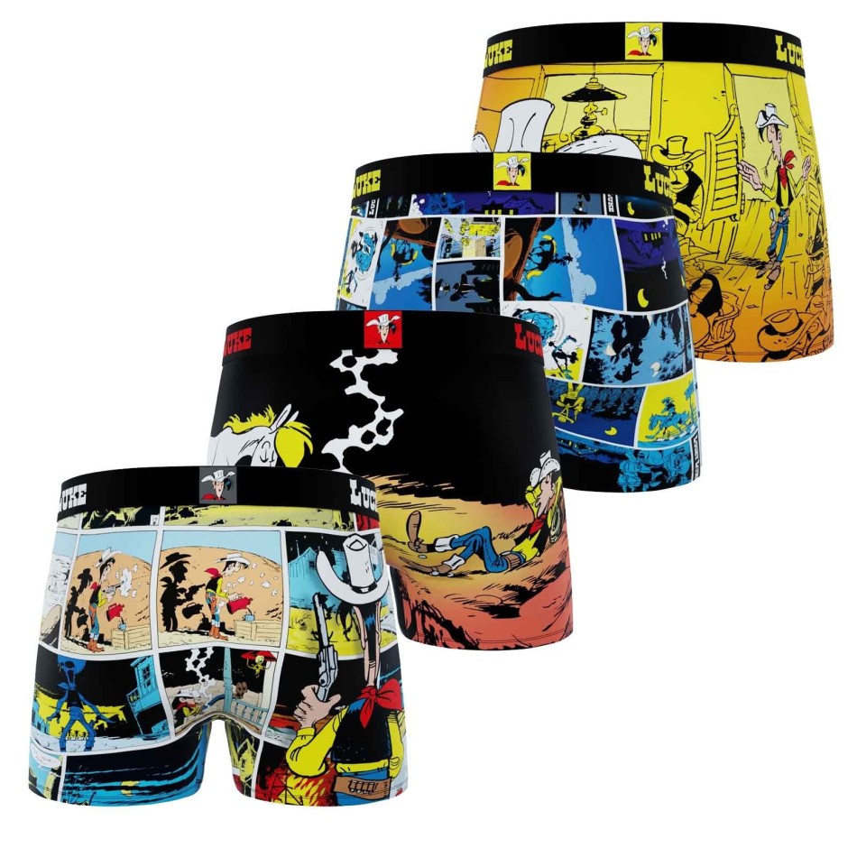 Lot de 4 Boxers Garçon Microfibre "Lucky Luke" (Lot boxers Garçon) Freegun chez FrenchMarket