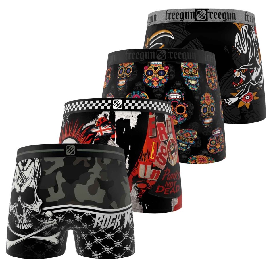 FREEGUN Boxershorts med dödskalle för pojkar Set om 4 Fri leverans