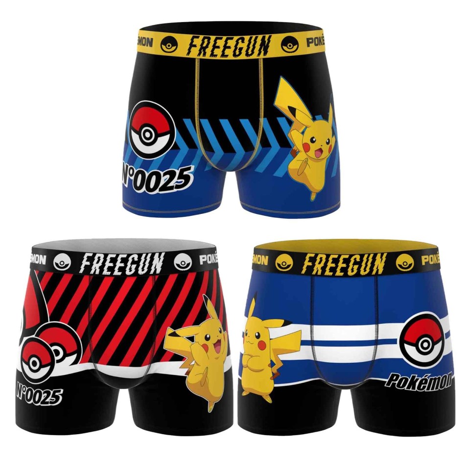Set di 3 boxer da ragazzo Pokémon Pikachu - Biancheria intima per bambini