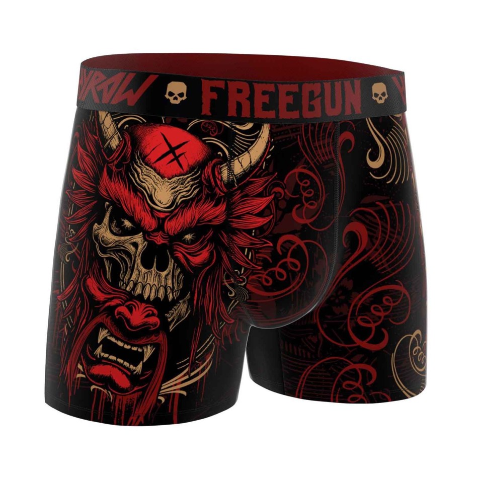 FREEGUN Set om 4 Rock & Tattoo "HYRAW" Skull & Crossbones boxershorts för män