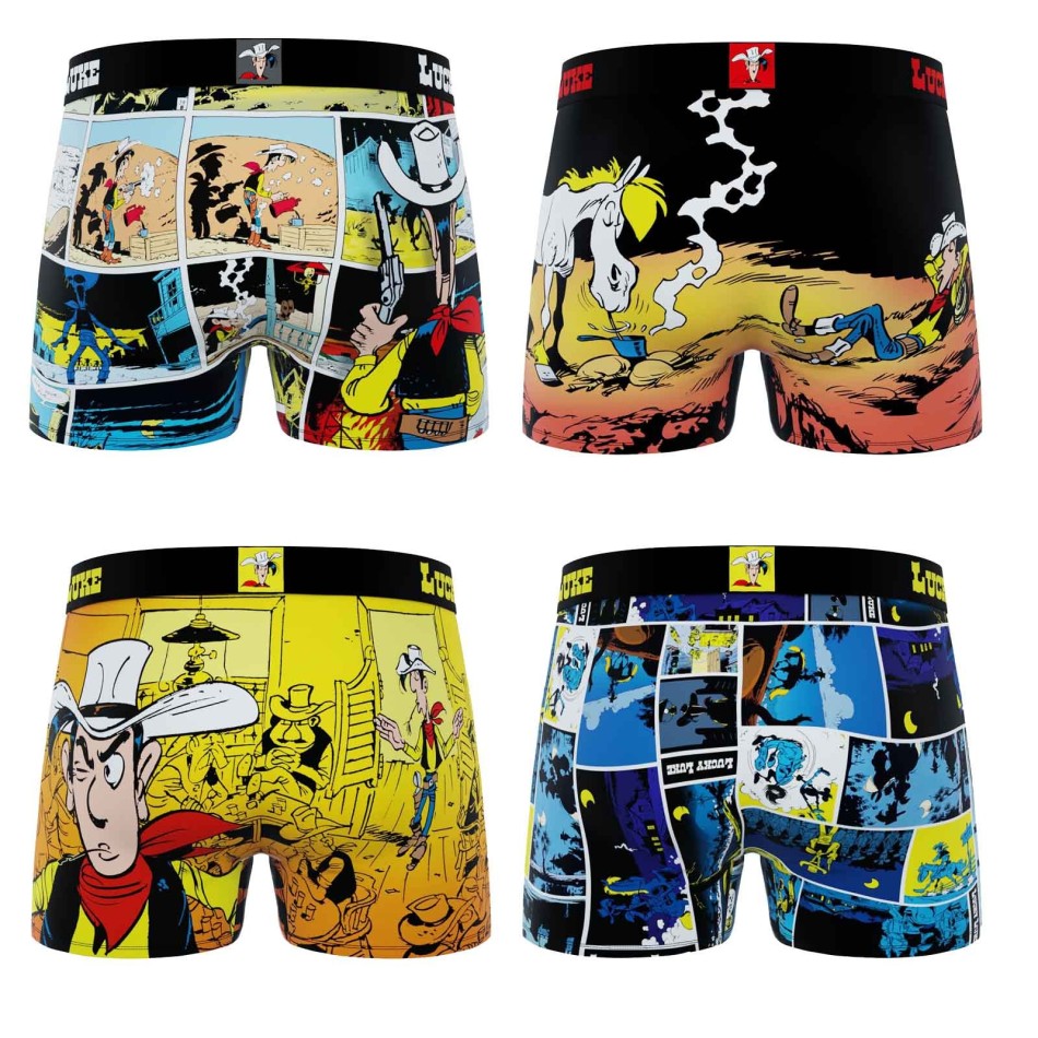 Lot 4 Boxershorts Mann Freegun Lucky Luke Mikrofaser - Unterwäsche