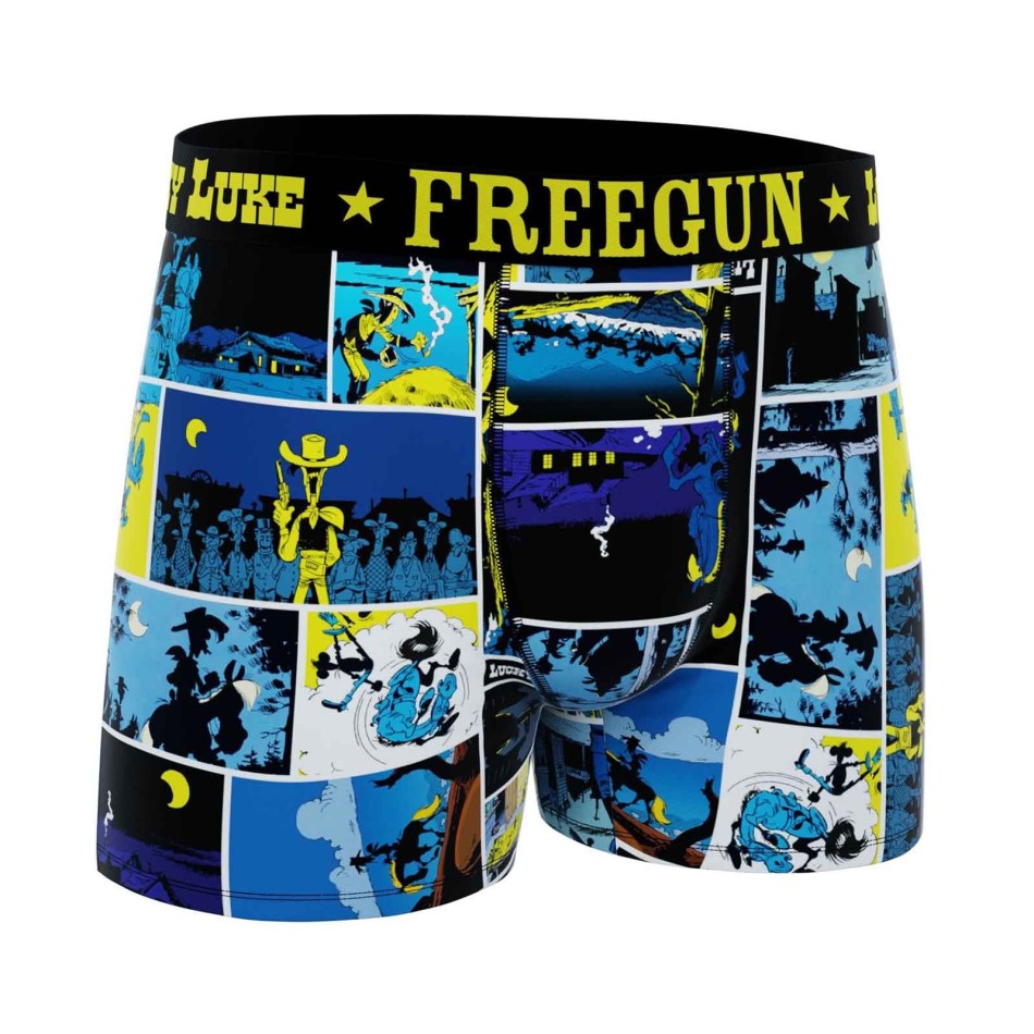 Lot 4 Boxers Homme Freegun Lucky Luke Microfibre – Sous-vêtements