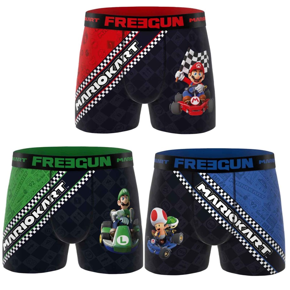 Lot de 3 Boxers Homme Microfibre "Super Mario Kart"