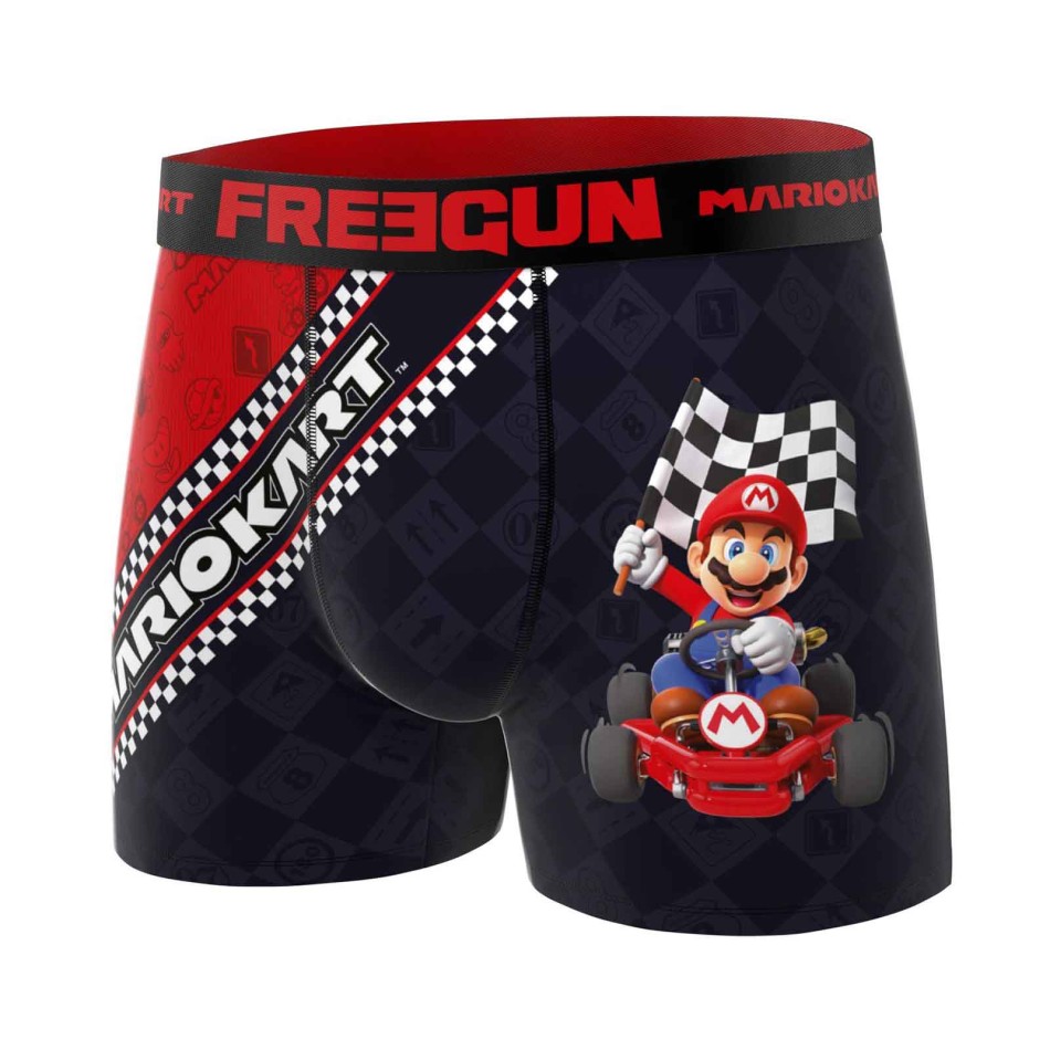 FREEGUN Set di 3 boxer in microfibra "Super Mario Kart" per uomo