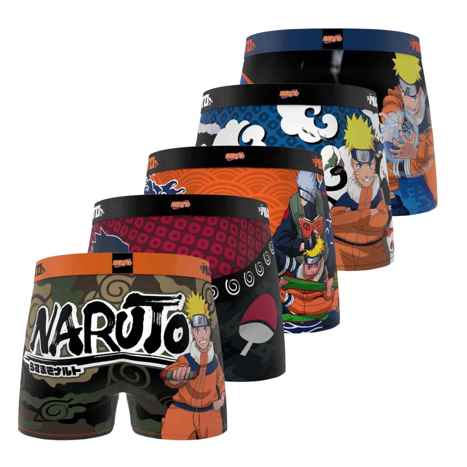 FREEGUN Lot 5 Boxers Garçon Naruto Classic Microfibre